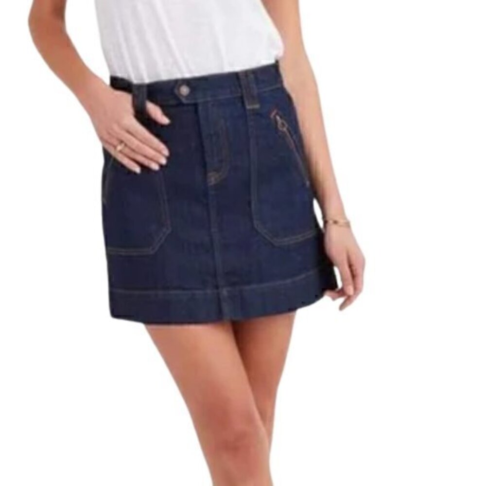 [7 for all Mankind] Jean Midi Pencil Skirt Square Zipper Pocket w/slit - Size 26